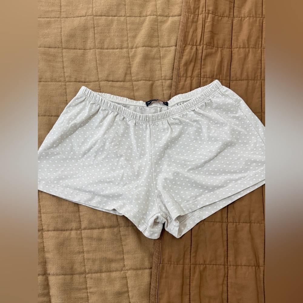 Brandy Melville Cream heart print shorts